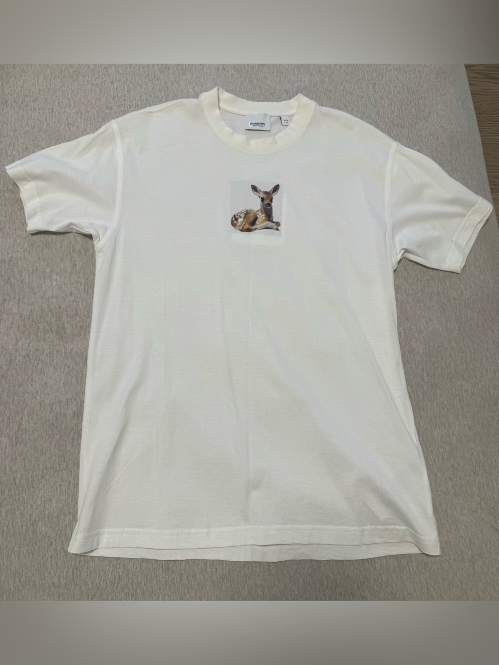 Burberry White Fawn Deer Graphic Cotton Tee XXS